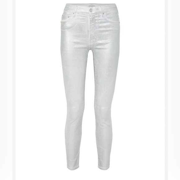 MOTHER High Waisted Looker Ankle Silver Linings size 27 - Picture 2 of 15